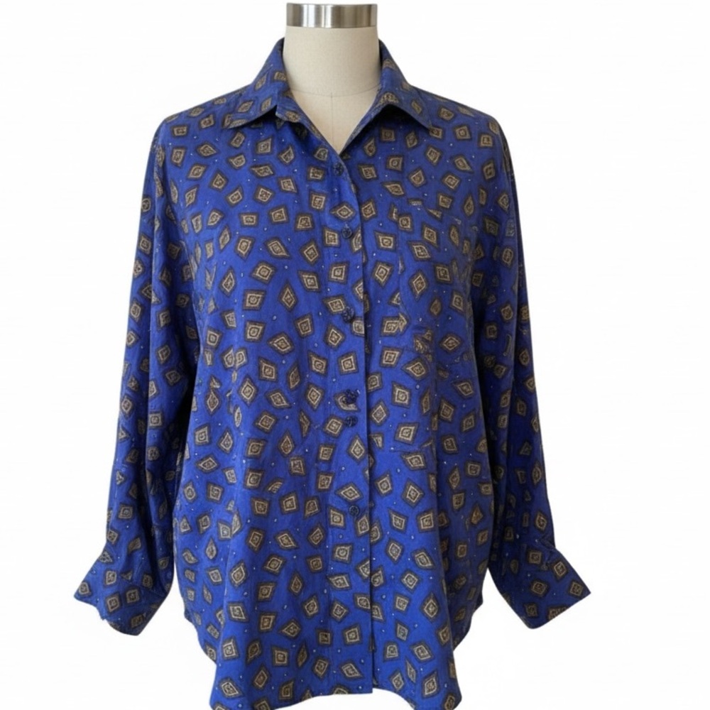 RARE Vintage North Face Women’s M Button Down Cotton Geometric Pattern Preppy